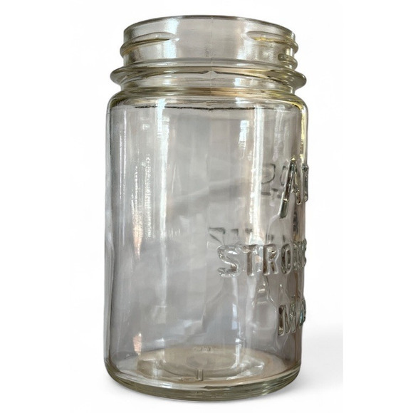 Vtg Glass Atlas Strong Shoulder Mason Jar Straight Side No Lid Clear Glass Retro - Picture 6 of 8